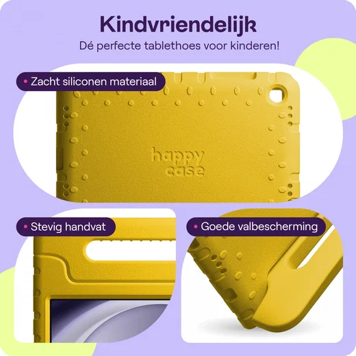 HappyCase Samsung Galaxy Tab A11 / Tab A9 Kinder Tablethoes met Handvat Geel afbeelding 5
