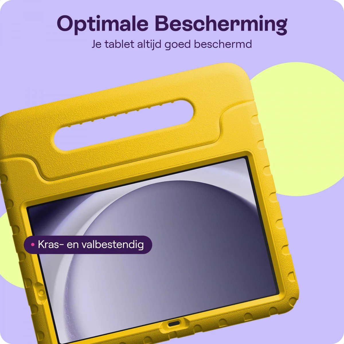 HappyCase Samsung Galaxy Tab A11 / Tab A9 Kinder Tablethoes met Handvat Geel afbeelding 6