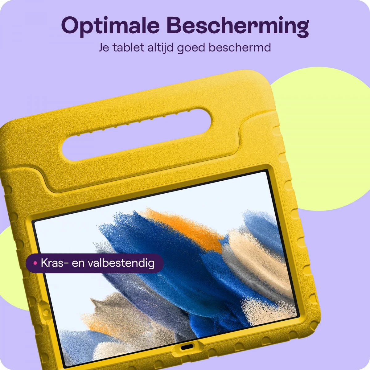 HappyCase Samsung Tab A8 Kinder Tablethoes met Handvat Geel afbeelding 6
