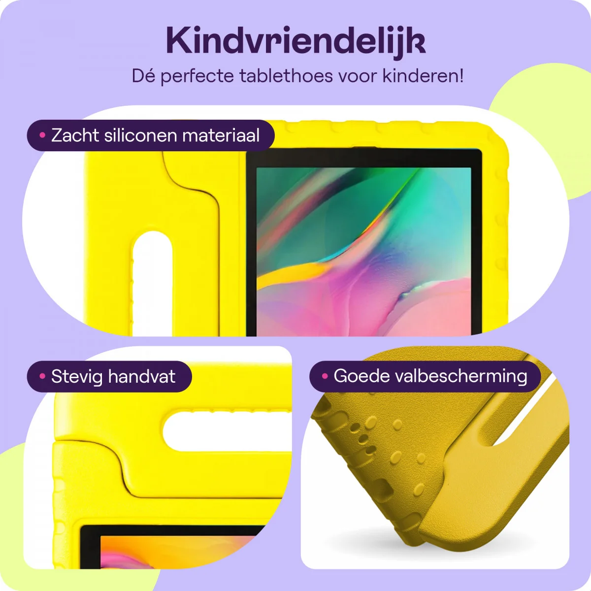 HappyCase Samsung Tab A 10.1 2019 Kinder Tablethoes met Handvat Geel afbeelding 4
