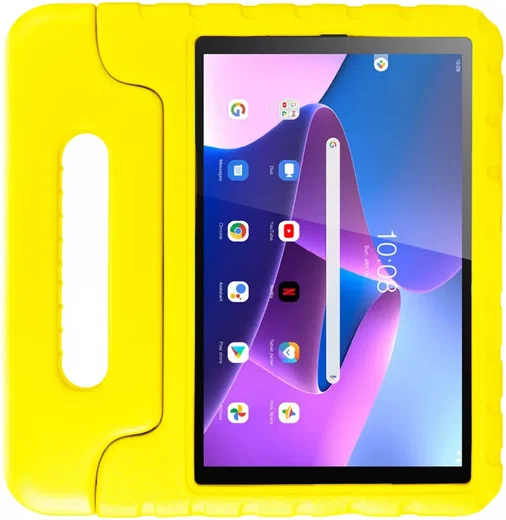 HappyCase Lenovo Tab M10 Gen 3 10.1 Kinder Tablethoes Handvat Geel afbeelding 2