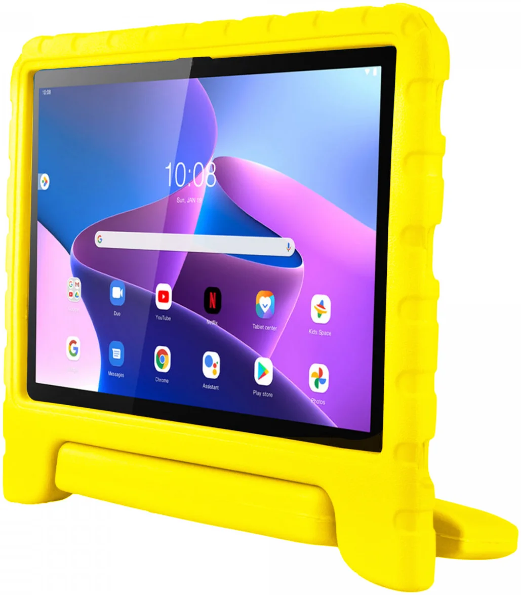 HappyCase Lenovo Tab M10 Plus Gen 3 Kinder Tablethoes Handvat Geel afbeelding 4