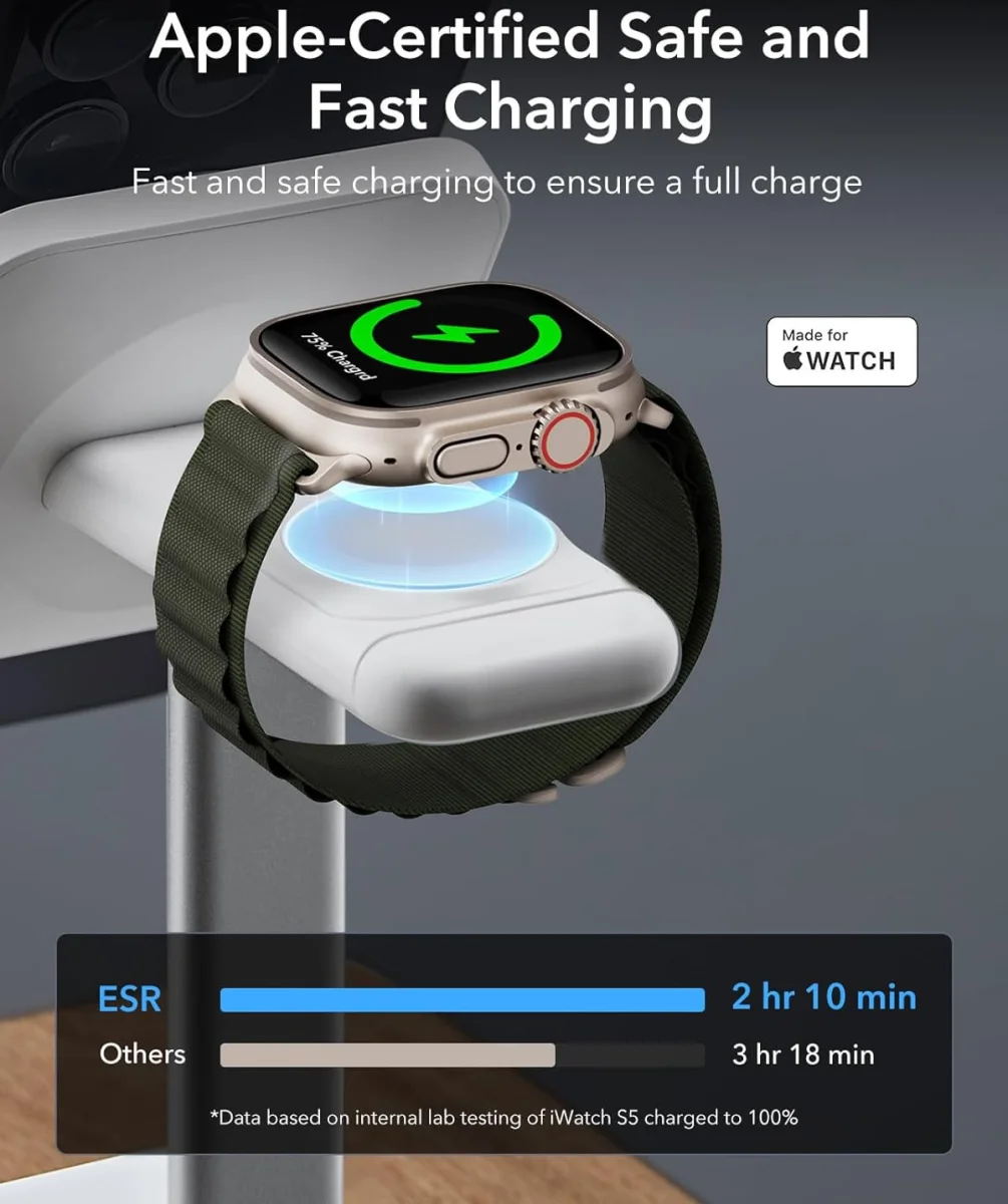 ESR HaloLock 3-in-1 MagSafe Oplader iPhone/AirPods (Pro)/Apple Watch Wit afbeelding 3