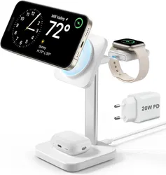 ESR HaloLock 3-in-1 MagSafe Oplader iPhone/AirPods (Pro)/Apple Watch Wit afbeelding