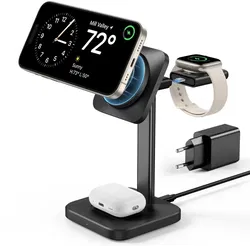 ESR HaloLock 15W 3-in-1 MagSafe Oplader iPhone/AirPods/Apple Watch Zwart afbeelding