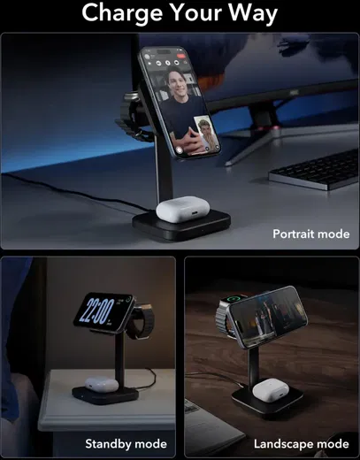 ESR HaloLock 15W 3-in-1 MagSafe Oplader iPhone/AirPods/Apple Watch Zwart afbeelding 8