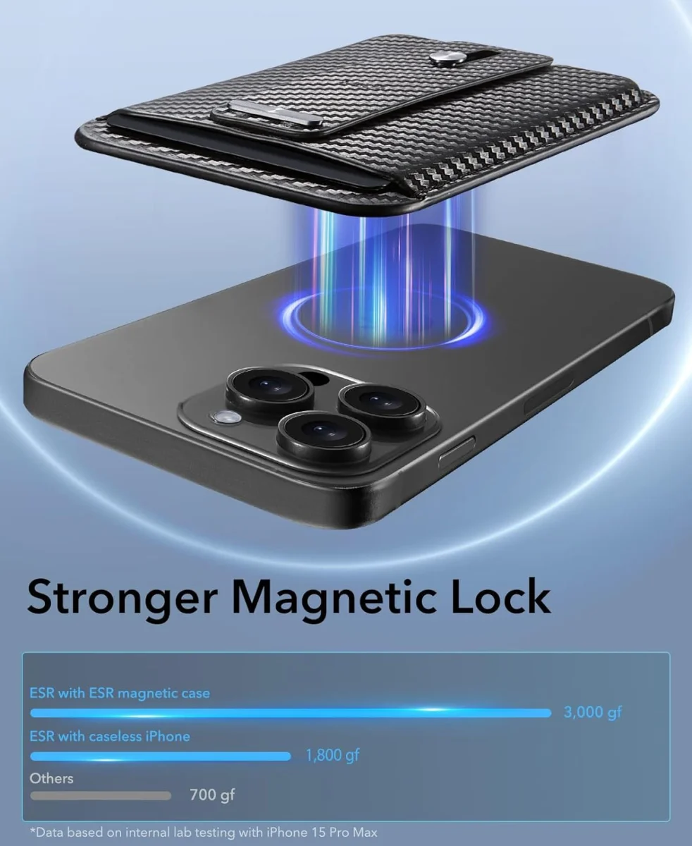 ESR HaloLock Vegan Leer MagSafe Kaarthouder Carbon afbeelding 2
