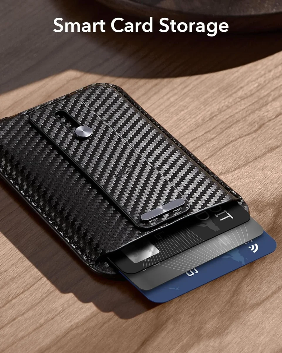 ESR HaloLock Vegan Leer MagSafe Kaarthouder Carbon afbeelding 3