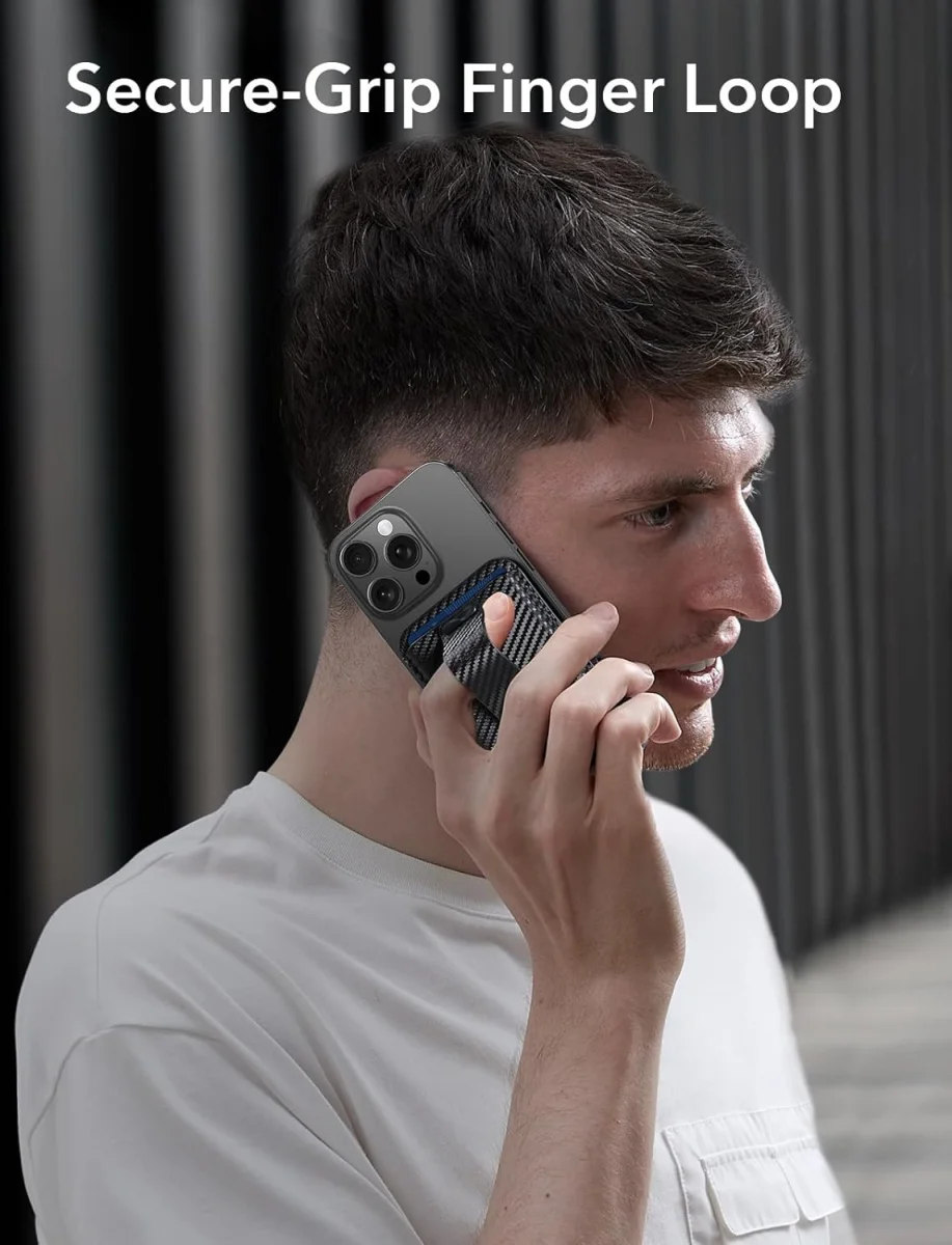 ESR HaloLock Vegan Leer MagSafe Kaarthouder Carbon afbeelding 4