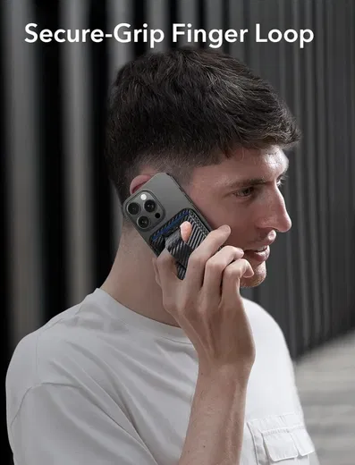 ESR HaloLock Vegan Leer MagSafe Kaarthouder Carbon afbeelding 4