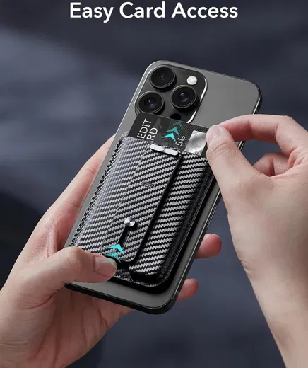 ESR HaloLock Vegan Leer MagSafe Kaarthouder Carbon afbeelding 5