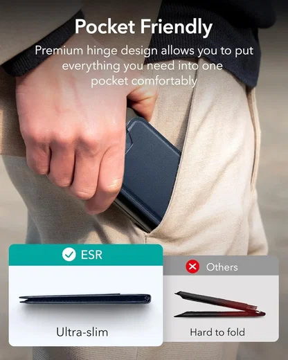 ESR HaloLock Vegan Leer MagSafe Kaarthouder en Standaard Donkerblauw afbeelding 6