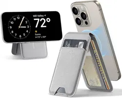 ESR HaloLock Vegan Leer MagSafe Kaarthouder en Standaard Grijs afbeelding