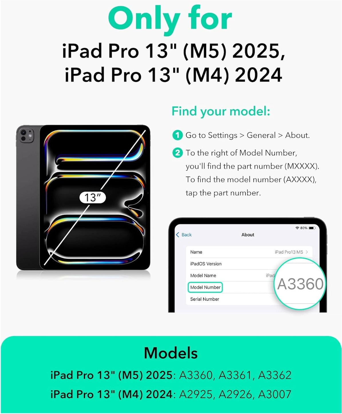 ESR Shift iPad Pro 13 (2024/2025) Hoes Book Case Sleep/Wake Zwart afbeelding 2