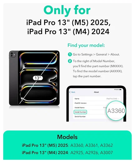ESR Shift iPad Pro 13 (2024/2025) Hoes Book Case Sleep/Wake Blauw afbeelding 2