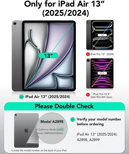 ESR Shift Apple iPad Air 13 (24/25/26) Hoes Book Case Sleep/Wake Zwart afbeelding 2