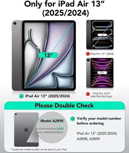 ESR Shift Apple iPad Air 13 (24/25) Hoes Book Case Sleep/Wake Paars afbeelding 2