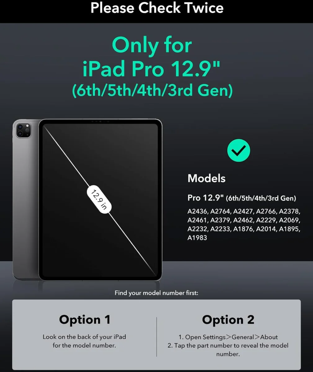 ESR Armorite iPad Pro 12.9 (2022/2021/2020/2018) Screen Protector (2-Pack) afbeelding 2
