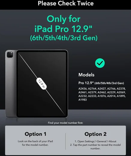 ESR Armorite iPad Pro 12.9 (2022/2021/2020/2018) Screen Protector (2-Pack) afbeelding 2