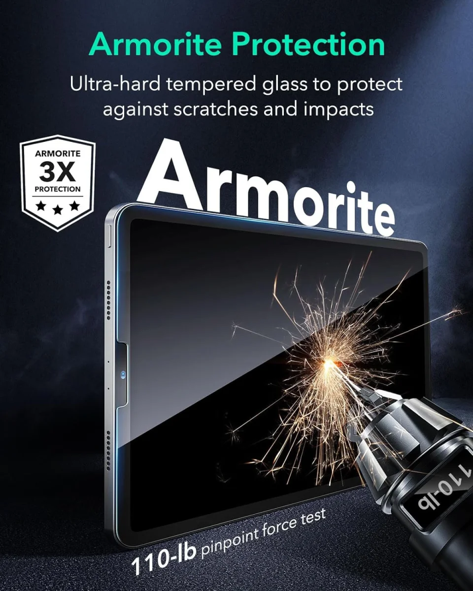 ESR Armorite iPad Pro 12.9 (2022/2021/2020/2018) Screen Protector (2-Pack) afbeelding 8