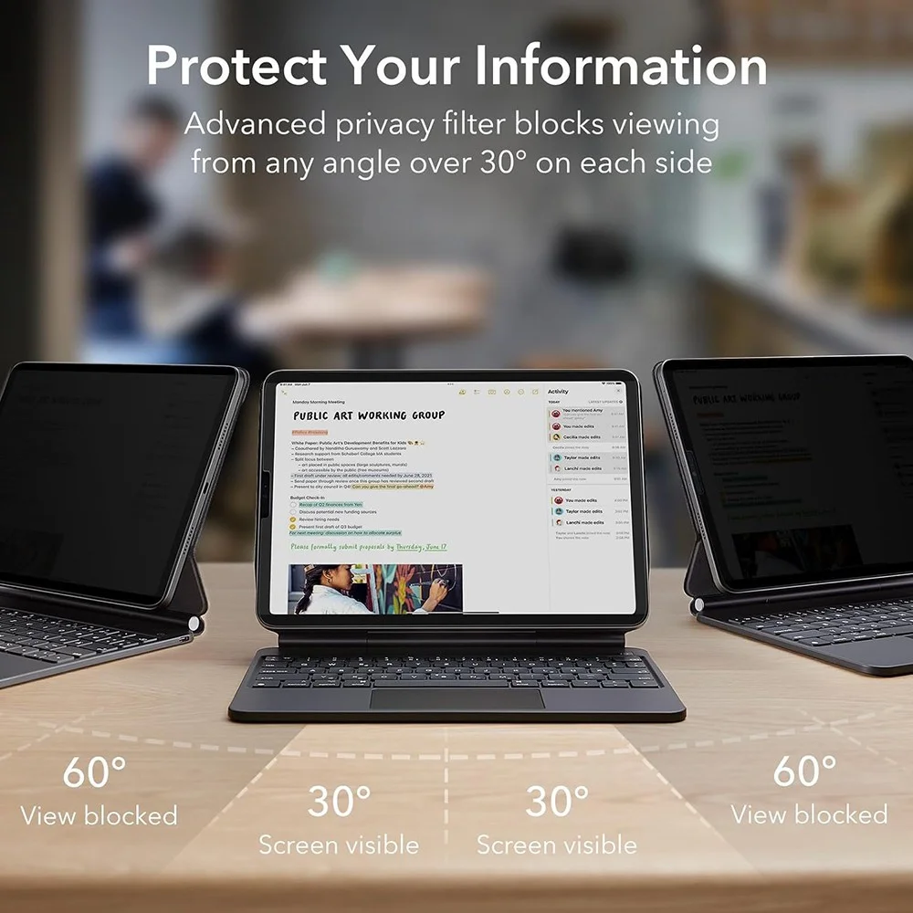 ESR Paper Feel Magnetic Privacy iPad Air 13 (24/25/26)/Pro 12.9 Screen Protector afbeelding 3