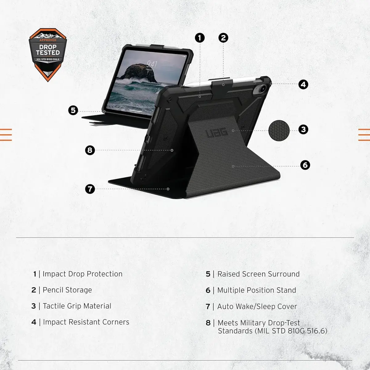 UAG iPad 11 A16 (2025) /10.9 (2022) Book Case Zwart Metropolis afbeelding 3