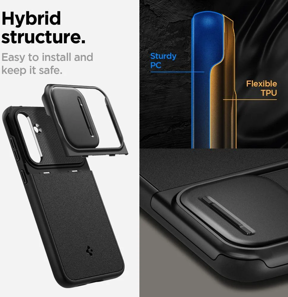 Spigen Optik Armor Samsung Galaxy S23 FE Hoesje Camera Slider Zwart afbeelding 4