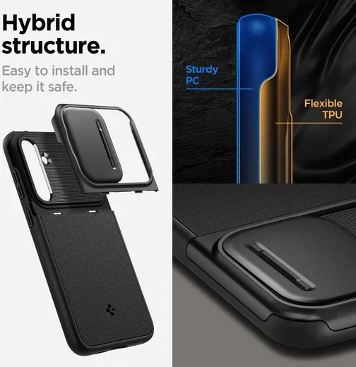 Spigen Optik Armor Samsung Galaxy S23 FE Hoesje Camera Slider Zwart afbeelding 4