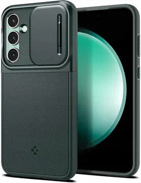 Spigen Optik Armor Samsung Galaxy S23 FE Hoesje Camera Slider Groen