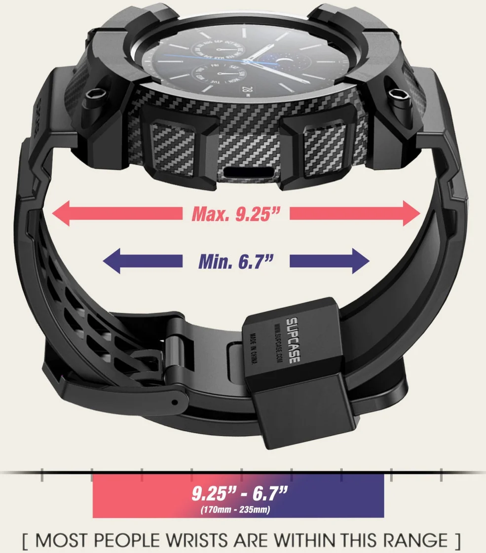 SUPCASE UB Pro - Samsung Galaxy Watch 4 44MM Hoesje - met Bandje - Zwart afbeelding 7