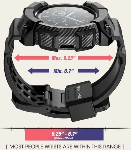 SUPCASE UB Pro - Samsung Galaxy Watch 4 44MM Hoesje - met Bandje - Zwart afbeelding 7