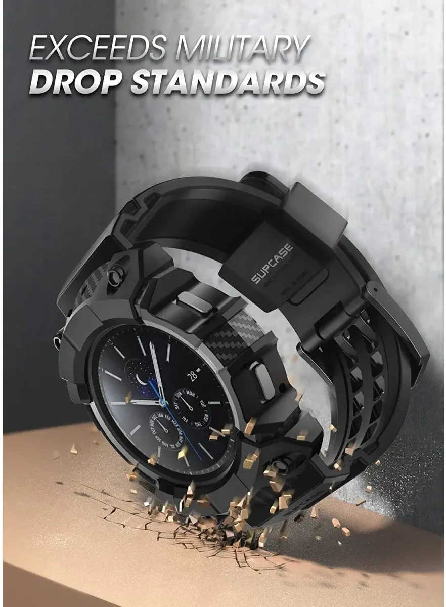 SUPCASE UB Pro - Samsung Galaxy Watch 4 46MM Hoesje - met Bandje - Zwart afbeelding 5