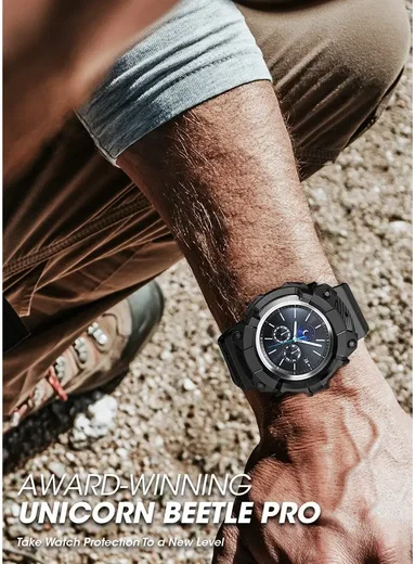 SUPCASE UB Pro - Samsung Galaxy Watch 4 46MM Hoesje - met Bandje - Zwart afbeelding 6