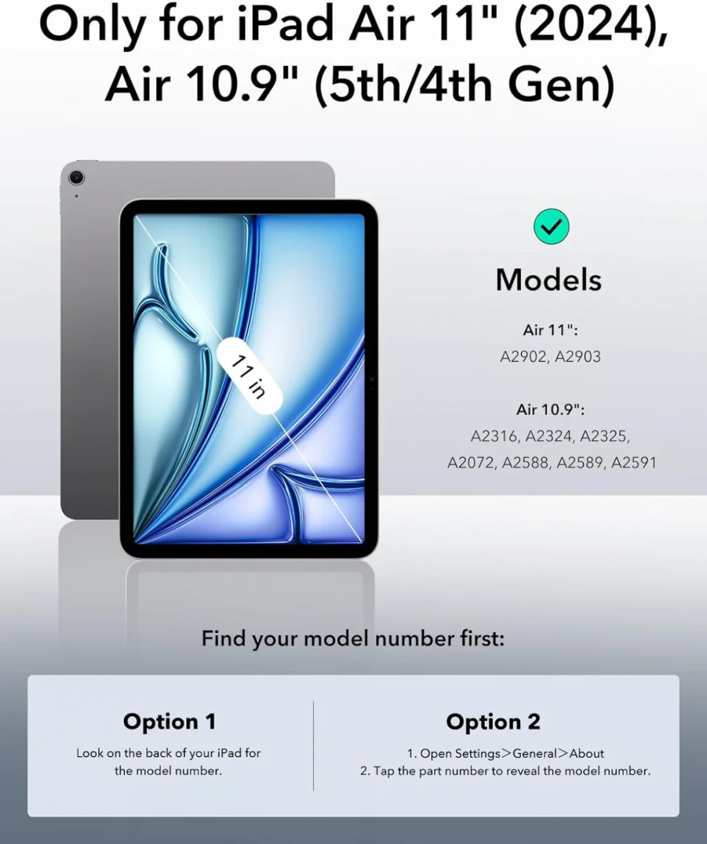 ESR Rebound Hybrid 360 iPad Air 11 (2024/2025)/Air 10.9 (2022/2020) Hoes Zwart afbeelding 3