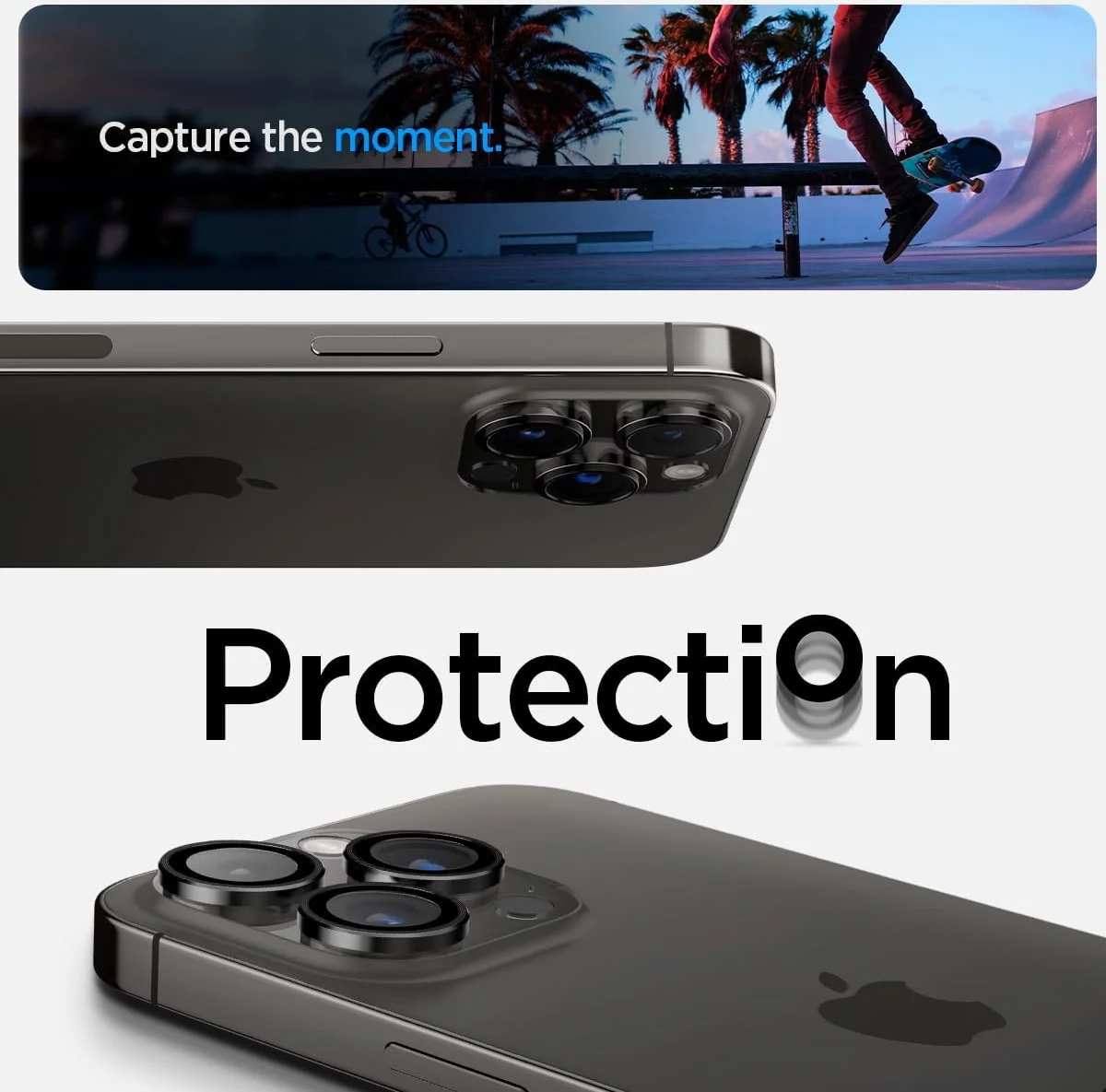 Spigen Optik Pro iPhone 16 Pro (Max)/15 Pro (Max) Camera Protector Zwart 2-Pack afbeelding 6