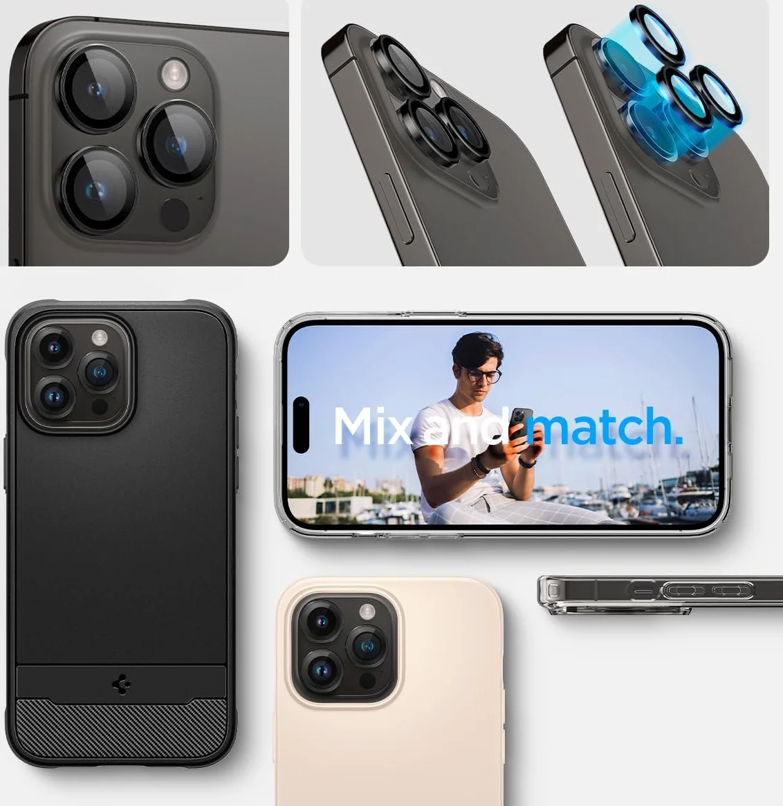 Spigen Optik Pro iPhone 16 Pro (Max)/15 Pro (Max) Camera Protector Zwart 2-Pack afbeelding 9