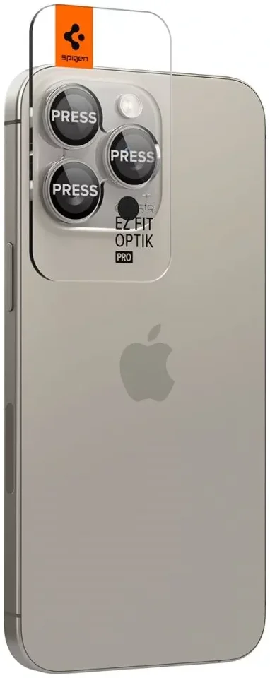 Spigen Optik iPhone 15 Pro/15 Pro Max Camera Protector Titanium 2-Pack afbeelding 2