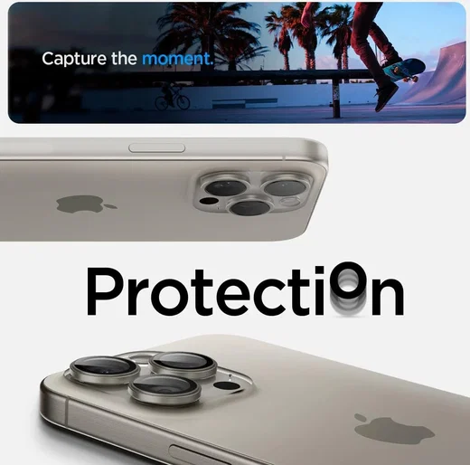 Spigen Optik iPhone 15 Pro/15 Pro Max Camera Protector Titanium 2-Pack afbeelding 5
