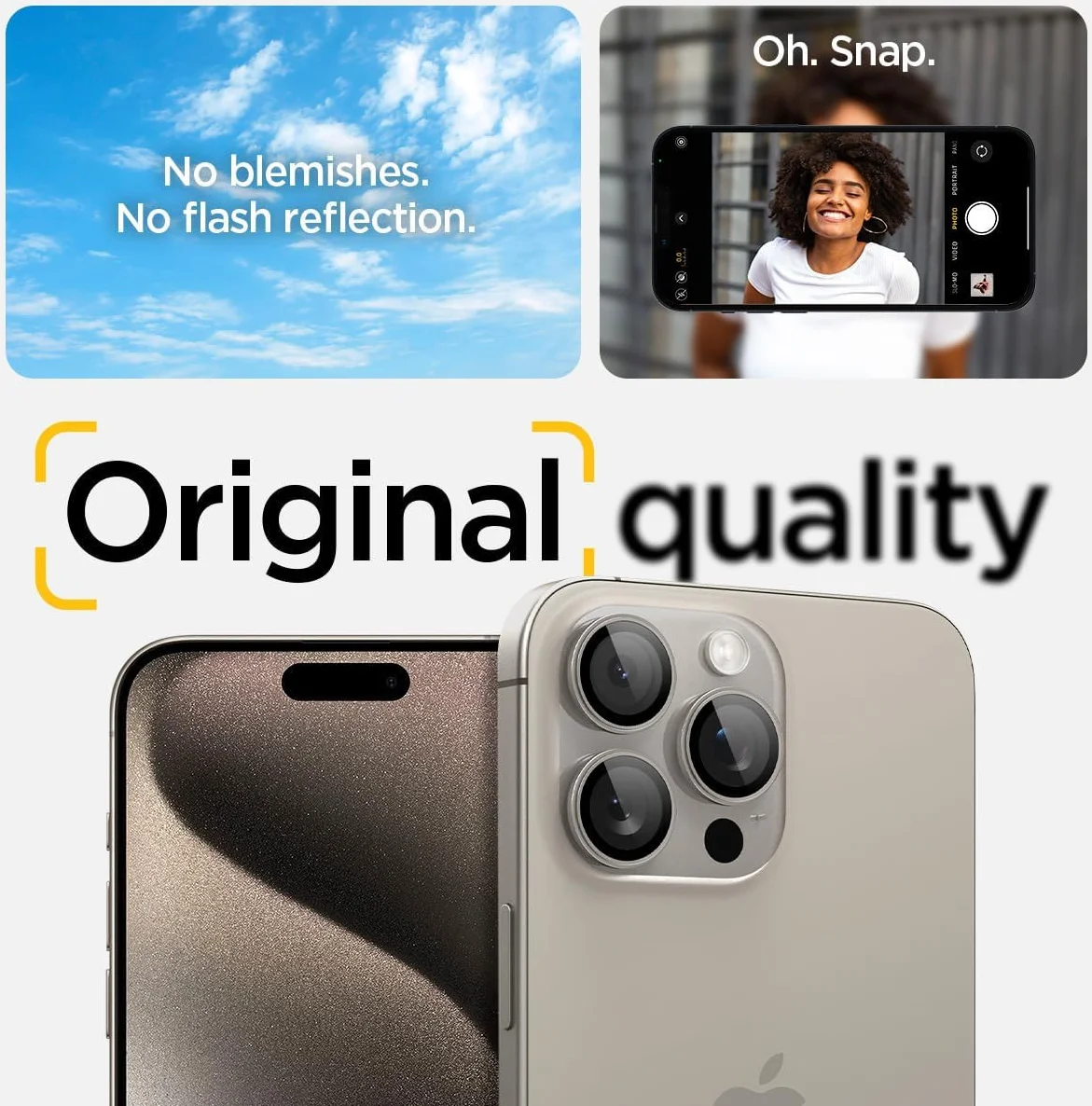Spigen Optik iPhone 15 Pro/15 Pro Max Camera Protector Titanium 2-Pack afbeelding 6