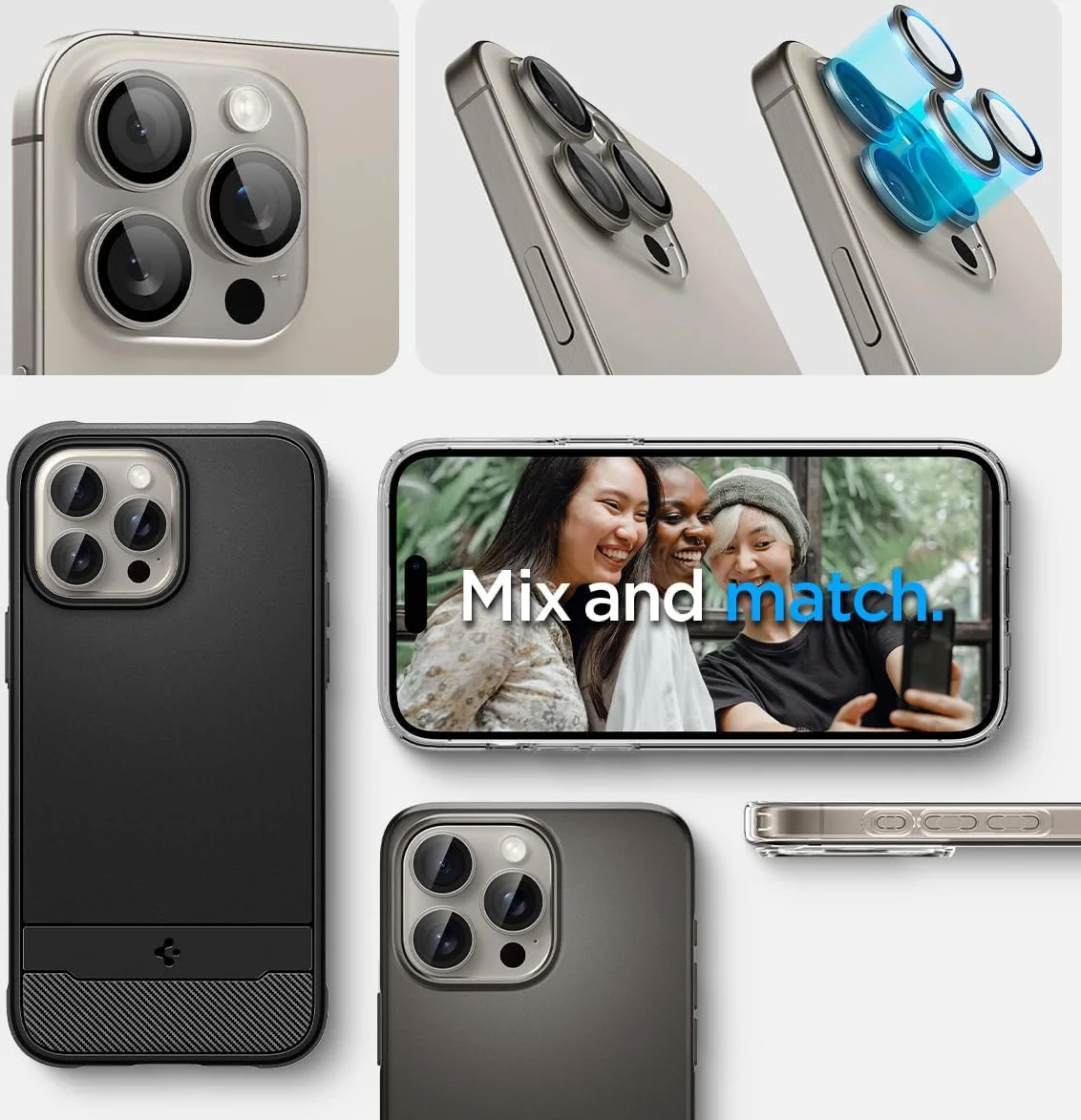 Spigen Optik iPhone 15 Pro/15 Pro Max Camera Protector Titanium 2-Pack afbeelding 7
