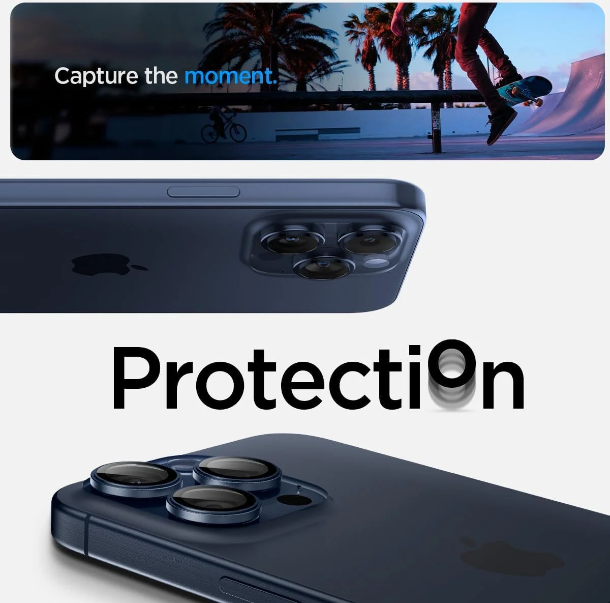 Spigen Optik iPhone 15 Pro/15 Pro Max Camera Protector Blauw 2-Pack afbeelding 5
