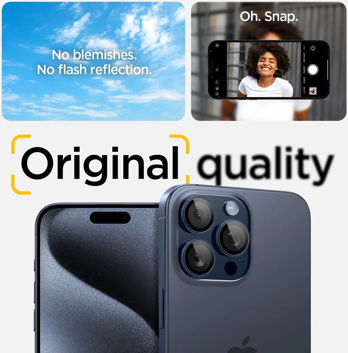 Spigen Optik iPhone 15 Pro/15 Pro Max Camera Protector Blauw 2-Pack afbeelding 6