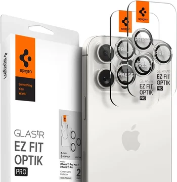 Spigen Optik iPhone 15 Pro/15 Pro Max Camera Protector Wit 2-Pack