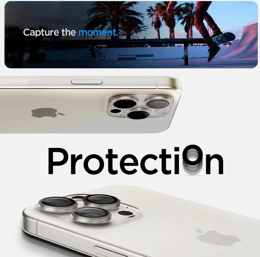 Spigen Optik iPhone 15 Pro/15 Pro Max Camera Protector Wit 2-Pack afbeelding 5