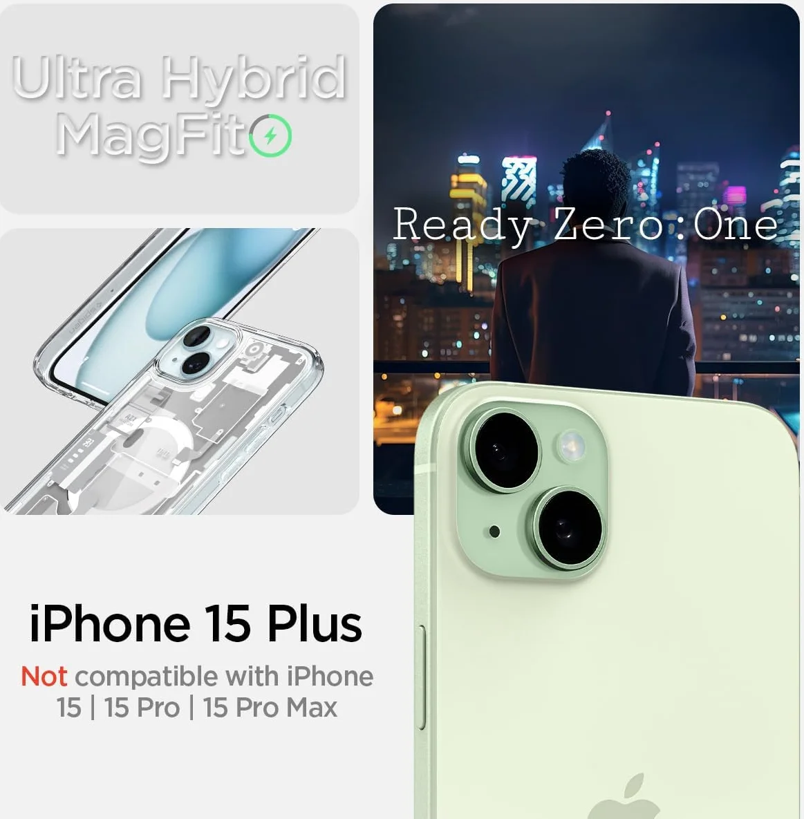 Spigen Ultra Hybrid Zero One MagSafe Apple iPhone 15 Plus Hoesje Wit afbeelding 3