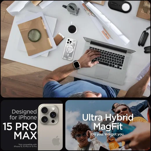 Spigen Ultra Hybrid Zero One MagSafe iPhone 15 Pro Max Hoesje Wit afbeelding 4