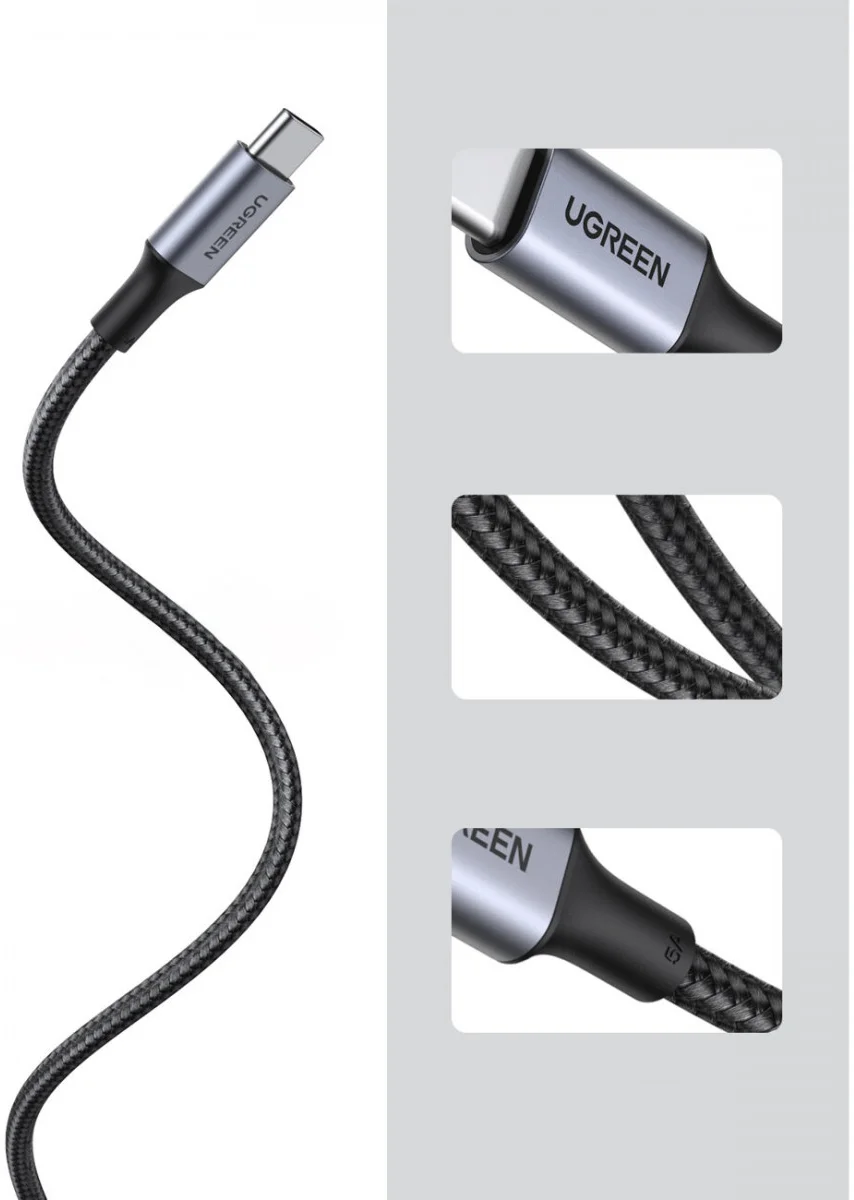 UGREEN USB-C naar USB-C Data en Laadkabel 100W 0.5M Grijs afbeelding 4