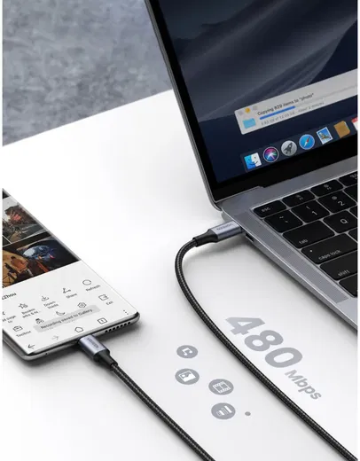 UGREEN USB-C naar USB-C Data en Laadkabel 100W 0.5M Grijs afbeelding 6