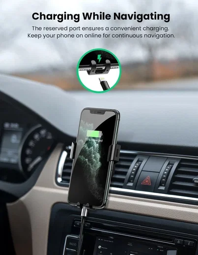 UGREEN Gravity Drive Telefoonhouder Ventilatierooster Auto Grijs afbeelding 3