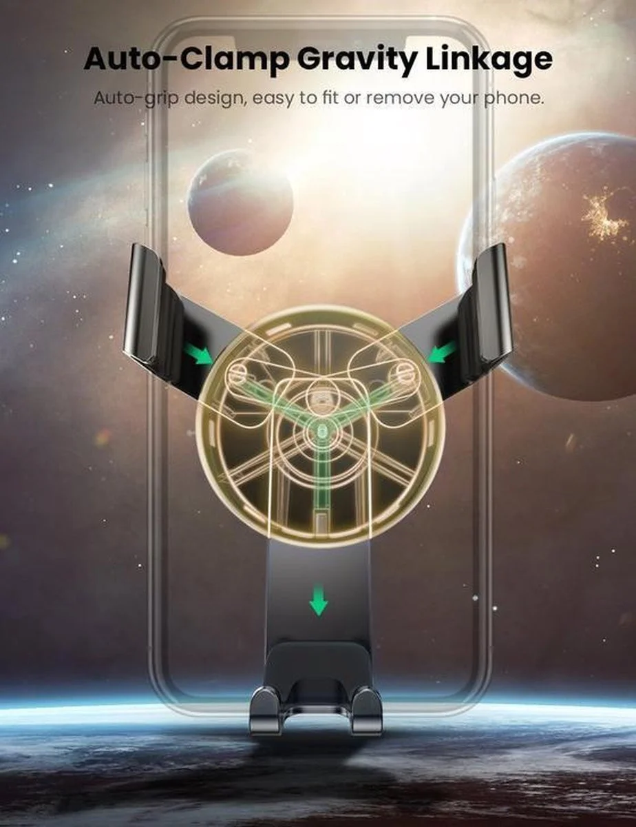 UGREEN Gravity Drive Telefoonhouder Ventilatierooster Auto Grijs afbeelding 5
